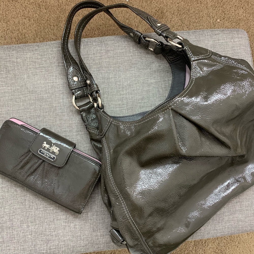 Coach bag matching wallet and check holder